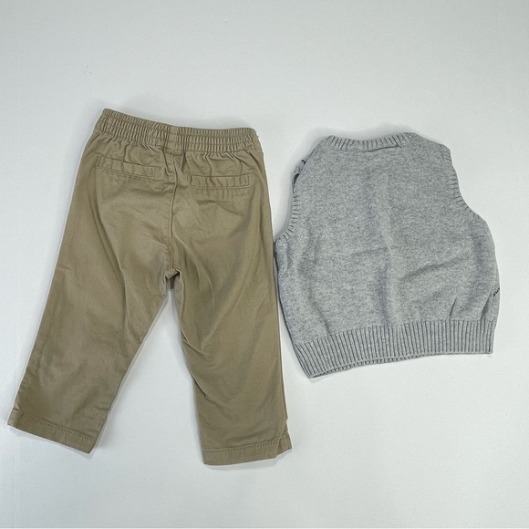Bundle kids 2 piece 3-6 month khaki pants and vest sweater - Picture 2 of 10